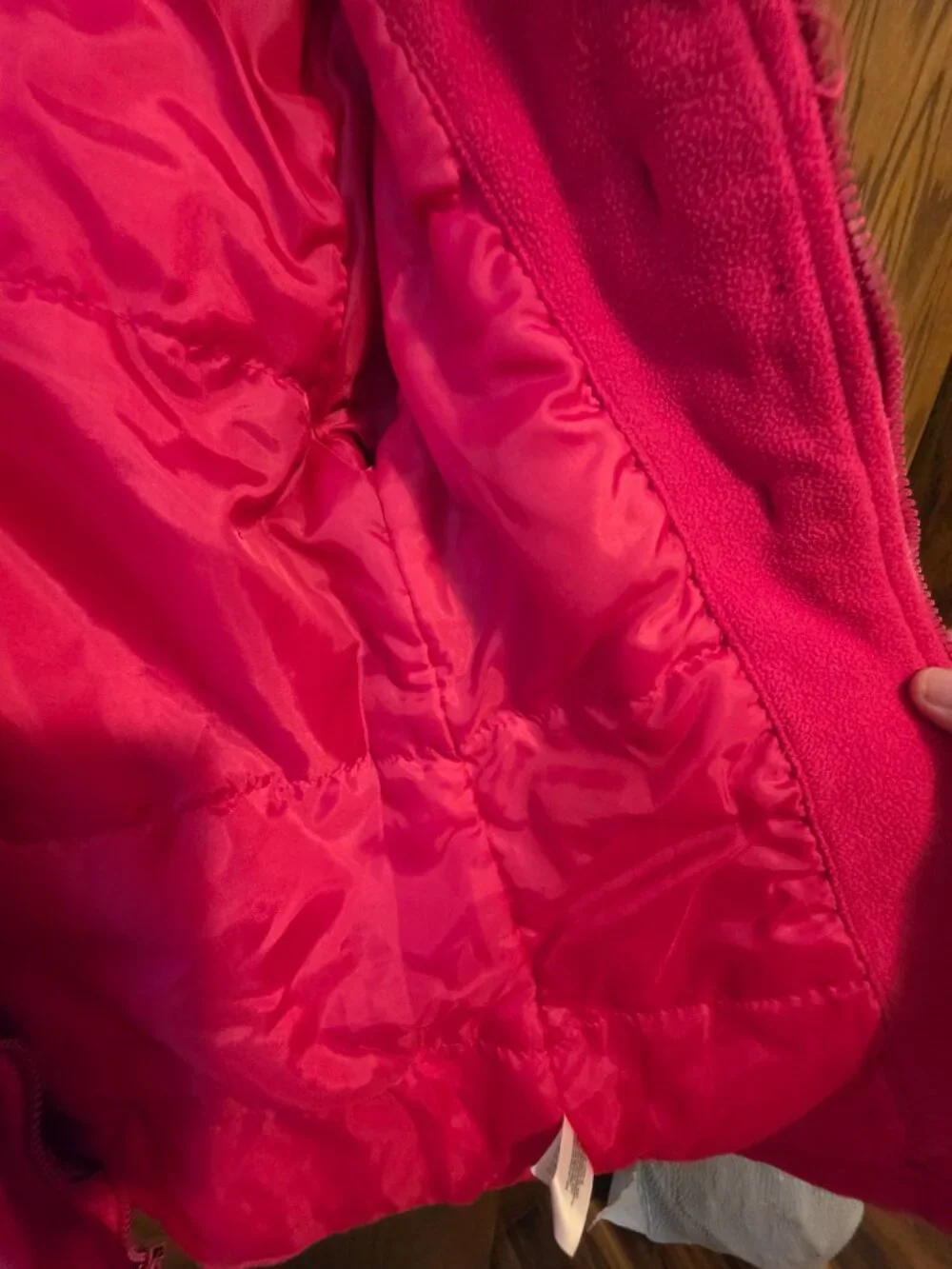 Old Navy Girls Hooded Fleece Toggle Coat Sherpa Lined Hot Pink Duffle Jacket S 6